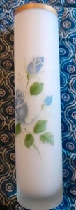 Schöne Enesco dünne runde mattierte blaue Rosenvase mit goldenem Rand - Bild 1 von 6