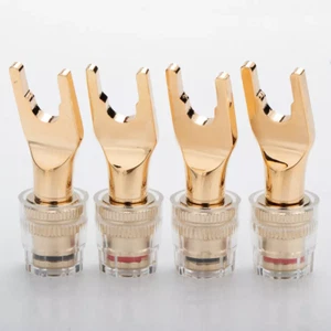 4PCS Y Spade Connector Fork Plug to 4mm Female Banana Socket for Speaker Cable - Picture 1 of 6