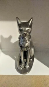 Egyptian Vintage Figurine Cat Statuette Souvenir Metal Home Decor Art Gift Rare - Picture 1 of 5