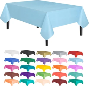 12-Pack Premium Plastic Table Cover Medium Weight Disposable Table Cloth- 54"X10 - Picture 1 of 5
