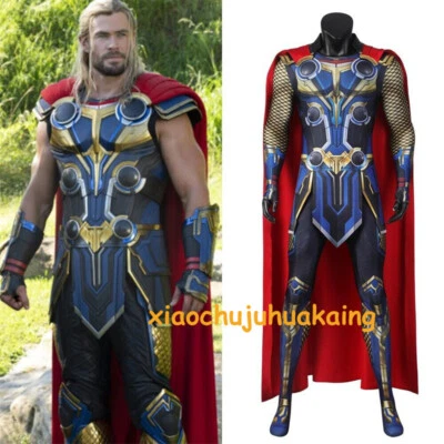 Thor: Love and Thunder Thor Cosplay Costume Bodysuit with Cloak Halloween Party - Image 1 of 4