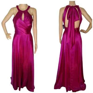 Morgan & Co. Fuchsia Pink Purple Satin Formal Prom Bridesmaid Homecoming Dress - Picture 1 of 9