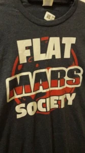 Flat Mars Society Short Sleeve Unisex T-Shirt Heather Blue XL Ring Spun Soft - Picture 1 of 6