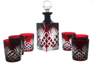 Juego de 6 vasos de whisky + jarra de 24% PbO cristal de plomo vaso cristal cristal  - Imagen 1 de 9