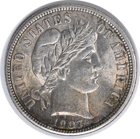 1907 Barber Silver Dime Choice BU Uncertified #1107 Cover