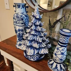 Chinoiserie KERAMIK WEIHNACHTSBAUM WEISSER BAUM Handarbeit ELEKTRISCH GRAND MILLENNIAL - Bild 1 von 6