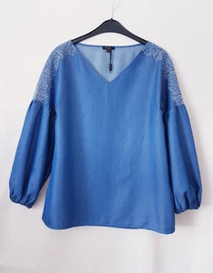 Massimo Dutti Langarm-Tunika Bluse EUR 36 S Lyocell NEU NEW blau blue Hemd Shirt - Bild 1 von 23