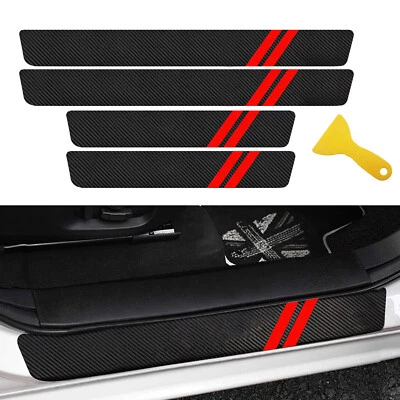 4pcs For Dodge Attitude Accessory Red Color Car Door Sill Plate Cover Protectors - Image 1 of 4