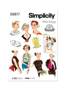 SIMPLICITY Sewing Pattern 9817 Misses Women Vintage 60's Hat,Collar,Sash,Dickey - Picture 1 of 11