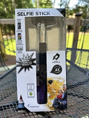 Travelocity Selfie Stick Connect & Shoot Built In Button 43" Extension SHIPSFREE - Image 1 of 3
