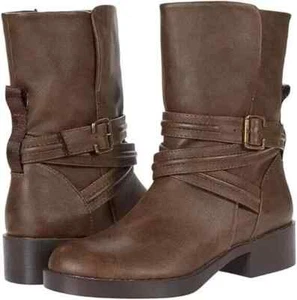 Rocket Dog Prema Santee Boot Womens US 7.5 Brown Leather Ankle Block Heel KHD698 - Picture 1 of 10