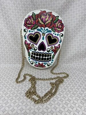 Betsey Johnson Head Case day of the dead heart sugar Skull crossbody Purse Bag - Image 1 of 4