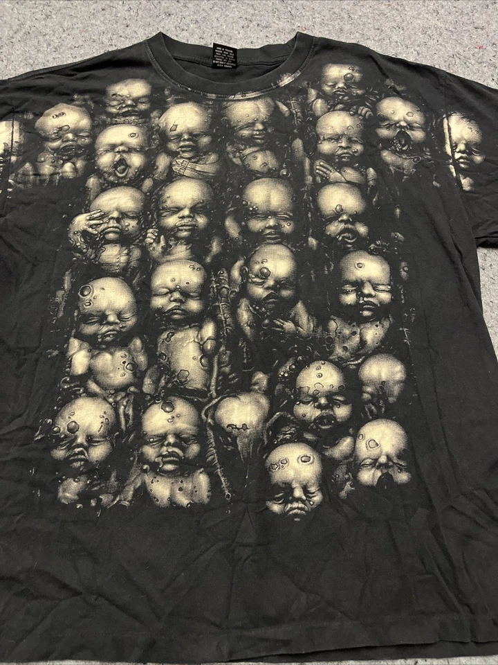 Camiseta Vintage Futuristic Faces Doble Cara Rock Eagle XXL Negra Manga Corta Foto 1 de 4