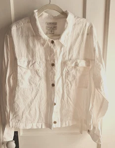 RACHEL ZOE 100% Linen European grown flax white woman Sz L jacket NWOT - Picture 1 of 7