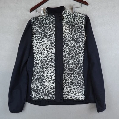 Chaqueta Lauren Ralph Lauren Active Mujer Abrigo Grande Leopardo Cremallera Completa Negro Blanco Foto 1 de 4