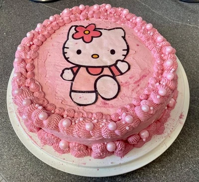 Hello Kitty Essbar Fabel Mädchen Katzen Tortenaufleger Torte Geburstag + TEXT - Bild 1 von 4