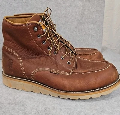 Botas de trabalho Carhartt masculinas 6" impermeáveis Moc biqueira de aço tamanho 14 marrom CMW6175 - Imagem 1 de 4