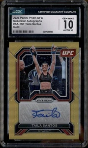 2023 Panini Prizm UFC Superstar Autograph Gold Taila Santos Auto /10 CGC 10 - Picture 1 of 2