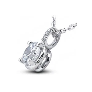 0.59ct tw H I1 Round Cut Natural Certified Diamonds 18K Gold Classic Pendant - Picture 1 of 3