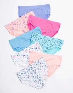 Hanes Hipster 8-Pack Underwear Ultimate Girl Pure Comfort Organic Cotton sz 6-14 - Picture 1 of 7
