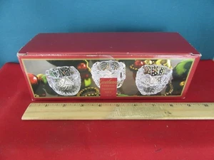 Portacandele GORHAM North Pole Express 3 votivi luci da tè cristallo trasparente - Foto 1 di 6