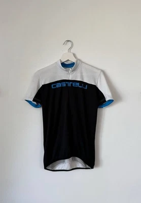 Camiseta de ciclismo Castelli vintage preta branca azul M - Imagem 1 de 4