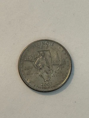 USA Quarter Dollar Coin: Illinois 1818 P Issued 2003 Philly Mint | Circulated - Image 1 of 2