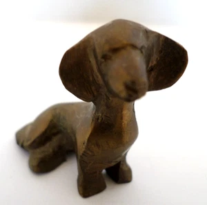 Vintage Brass Dog Figurine Dachshund Miniature Accent Mid-Century India - Picture 1 of 5
