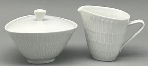 Hutschenreuther Selb APART White Embossed Lines Sugar Bowl Creamer Pitcher Set - Picture 1 of 13