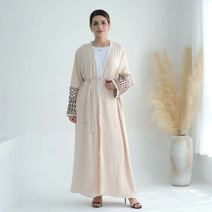 Ramadan Mother Daughter Open Kaftan Dubai Women Girls Kimono Embroidery Robe Eid - Picture 1 of 85