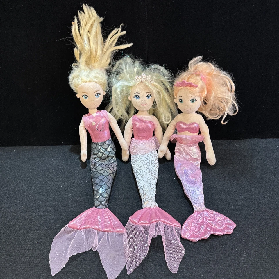 Lote de 3 Muñecas Aurora 18" Brillos Sirena Suave Juguete de Peluche Colas Rosa Doctor Foto 1 de 4