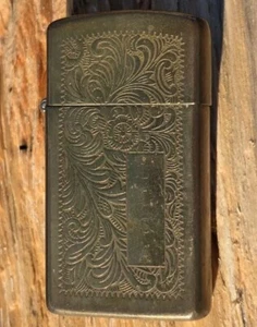 Vintage Zippo Lighter Brass Slim Monogrammed 'LISA' Bradford PA USA, Free Ship - Picture 1 of 4