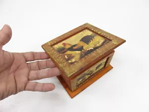 Caja de almacenamiento de madera caja de baratijas de gallo AA1A2502 - Imagen 1 de 7