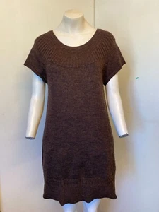 H&M dunkelbraunes Strickpullover Kleid Kurzarm Wollmischung - Größe M - NEU - Bild 1 von 4