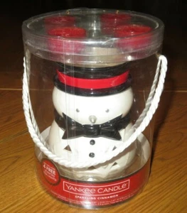 New YANKEE Candle SNOWMAN TART Warmer/Melter 4-SPARKLING CINNAMON Tea Lights - Bild 1 von 5