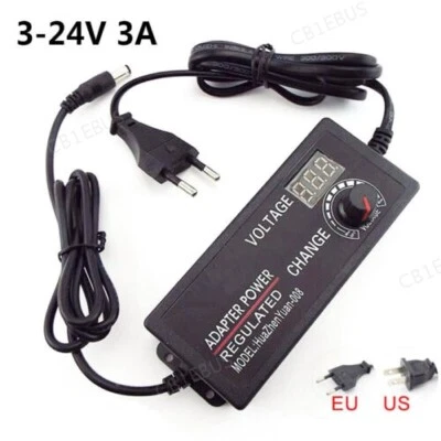 3V-24V 3A AC/DC Adjustable Power Supply  Universal Adapter 9W 72W EU US Plug CB1 - Image 1 of 4