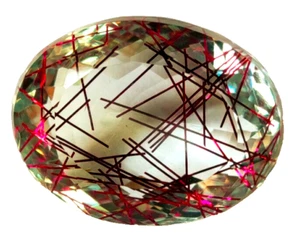 77.50 Ct. Large Red Rutilated Quartz Oval Cut Loose Gemstone Gift for Birthday - Picture 1 of 8