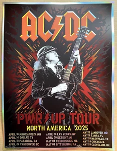 OFFICIAL AC/DC POSTER NORTH AMERICAN POWERUP TOUR 2025 RAINBOW FOIL AP S/N #/100 - Picture 1 of 6