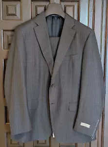 CANALI 100% Wool Classic Fit Suit, Grey w/ Blue Stripe 42 R (52 EU) NWOT - Picture 1 of 8