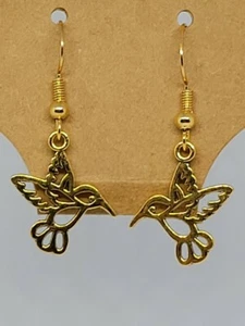 Pendientes colgantes de colibrí de color dorado - NUEVOS - Imagen 1 de 1
