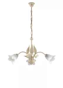 Lampadario a sospensione in ferro battuto e vetro classico bianco avorio - Imagen 1 de 1