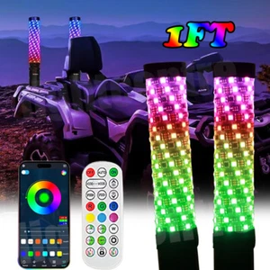 2X 1FT Spiral LED Fat Whip Lights Antenna RGB Chasing For Can-am X3 RZR UTV ATV - Bild 1 von 15