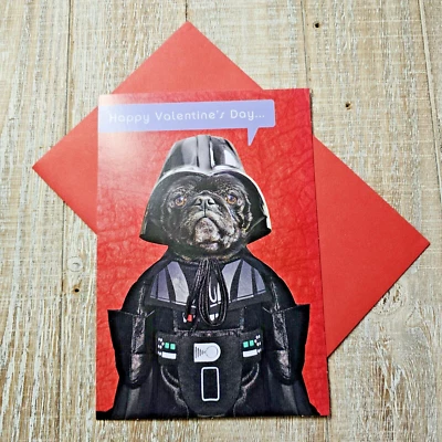 Valentine's Day Greeting Card Star Wars Dog Bark Side Funny Humor Hallmark - Image 1 of 4