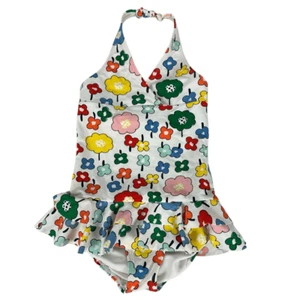 Hanna Andersson Ruffle Sunblock One Piece size 6-7 White Floral - Picture 1 of 7