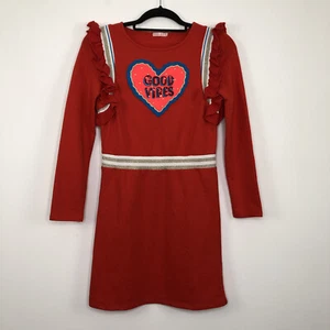 Niñas Billieblush Vestido Rojo Manga Larga “Good Vibes” Edad 12 Diseñador Informal - Imagen 1 de 8