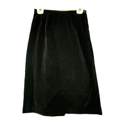 Vintage 60s Velvet Pencil Skirt S MidCentury Black Homemade Evening Coquette - Image 1 of 4