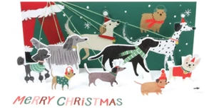 Up With Paper Pop-Up Panoramics Greeting Card - Santa's Dog Walk - Picture 1 of 2