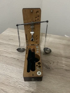 Antik Deutsch (?) Reise Goldwaage mit Gewichten & Holzkiste - nicht vollständig - Bild 1 von 13