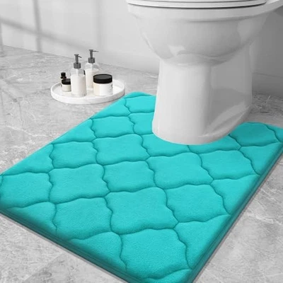  Memory Foam Toilet Rugs U-Shaped 24x20, Ultra Soft 24" x 20" Contour Rug Teal - Image 1 of 4
