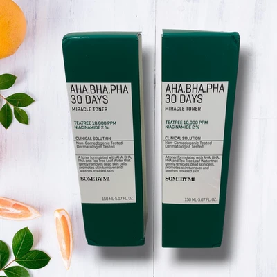 Lote 2 x SOME BY MI Korean Skin Care AHA BHA PHA 30 Day Miracle Toner 5,1 oz Novo - Imagem 1 de 4